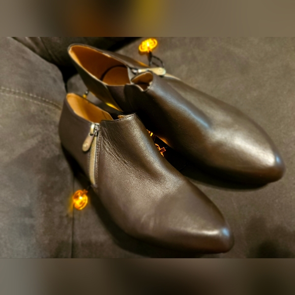 ADRIENNE VITTADINI Midge Brown Leather Wedge Ankle Booties sz8 - Picture 5 of 9